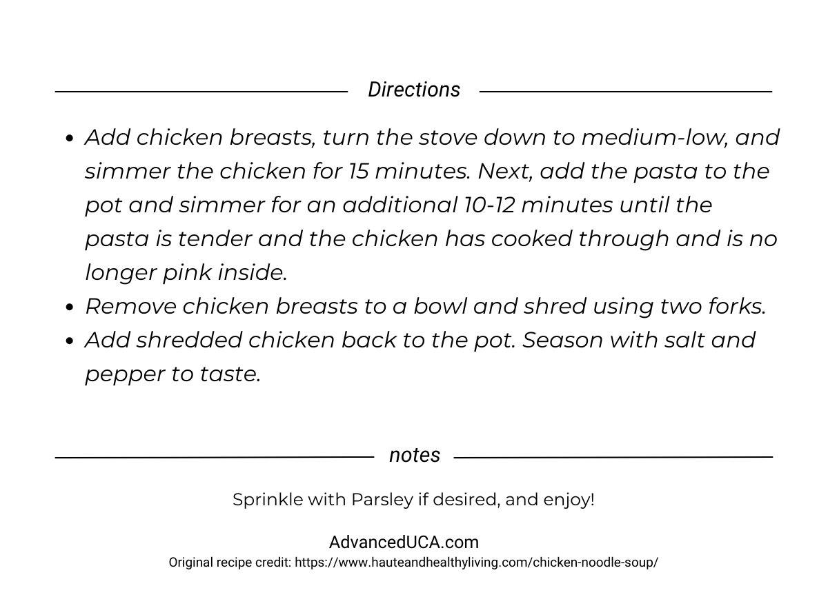 Chick Soup Recipe For Cold and Flu