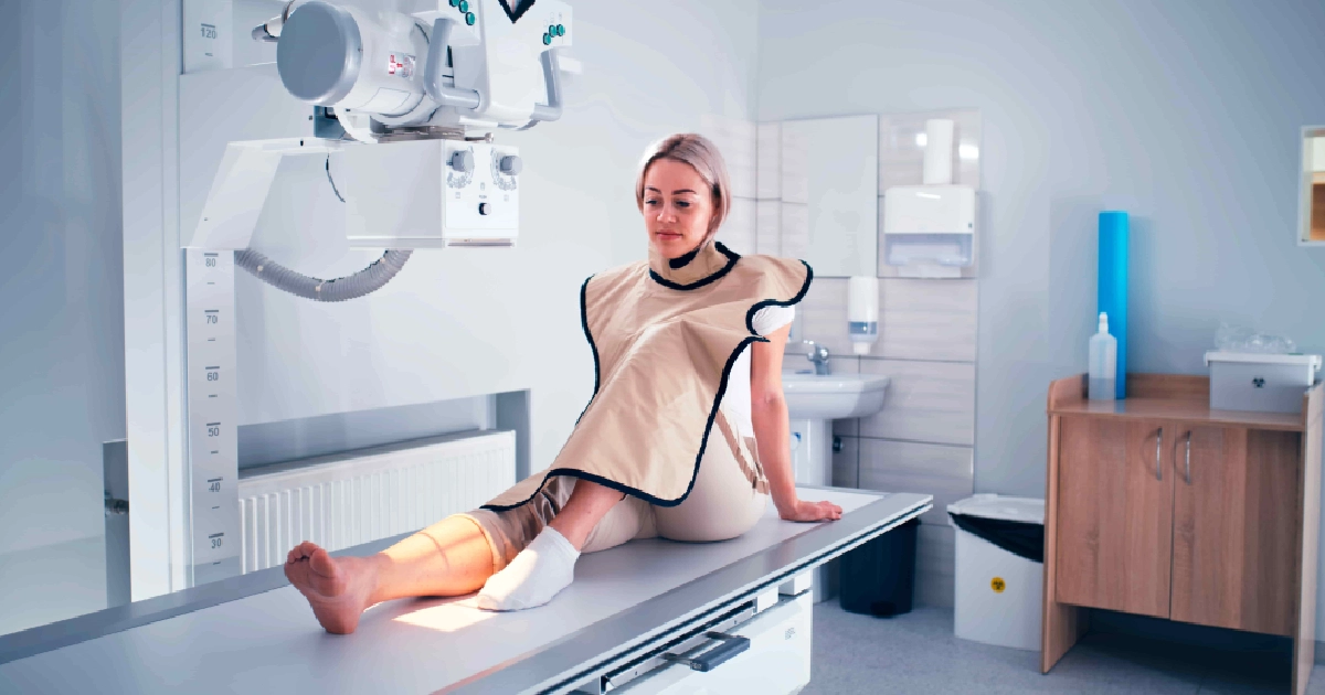A patient preparing for an X-ray scan at Urgent Care With On-site X-Ray & Lab in Braselton