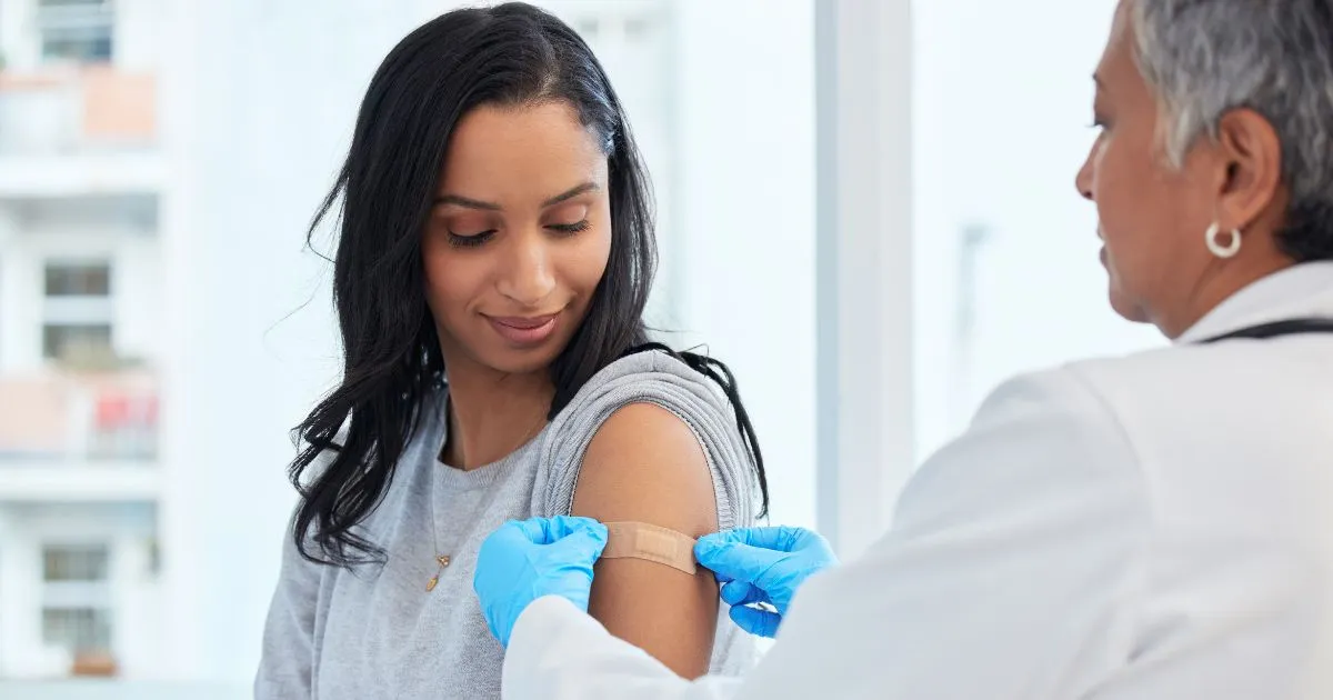 woman getting a Flu Shot at a clinic in Braselton