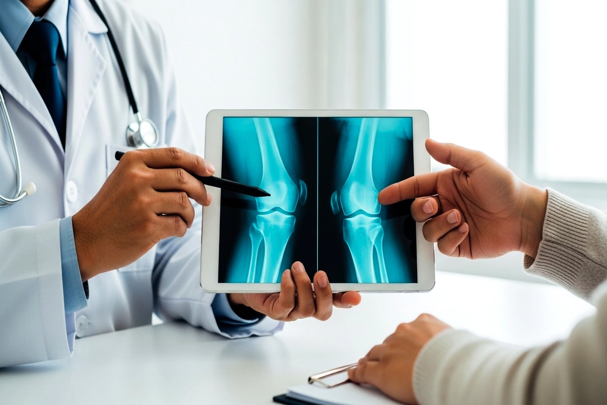 Patient Consulting with Doctor for Diagnostic Testing at Advanced Urgent Care